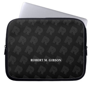 Svart initial mönster Laptop-fodral för vem som he Laptop Fodral