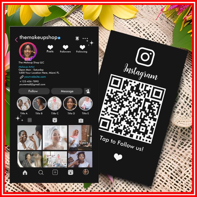 Svart Instagram QR-KOD Visitkort (Skapare uppladdad)