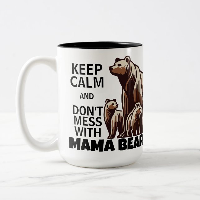 Svart  inte med Mamma Bear Baby Bear Två-Tonad Mugg (Vänster)