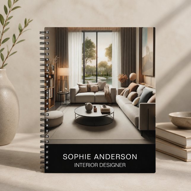 Svart Interiördesign Företag Professionell Anteckningsbok (Black Interior Designer Business Professional Notebook)