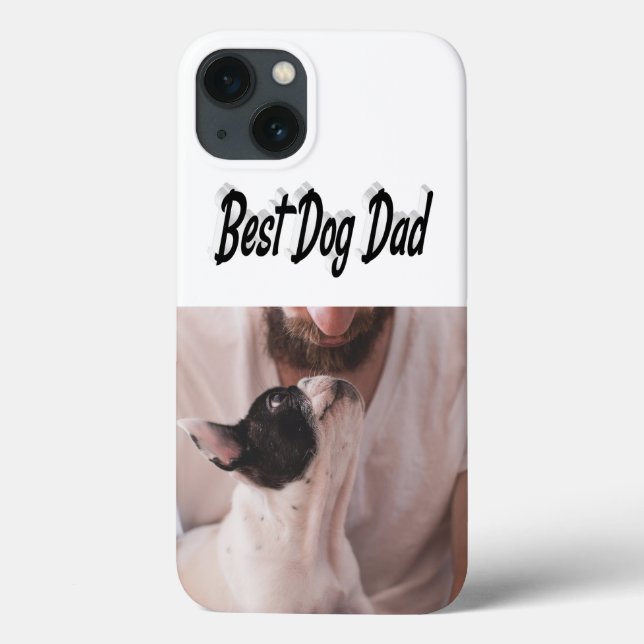 Svart iPhone-fodral med texten Dog Dad Photo (Baksida)
