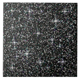 Svart iridescent glitter kakelplatta