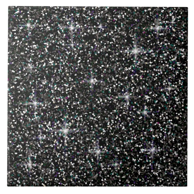 Svart iridescent glitter kakelplatta (Framsidan)
