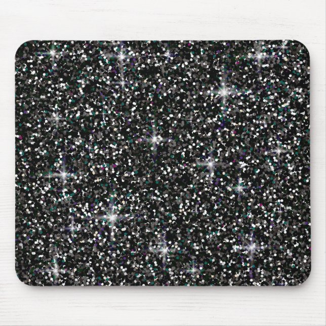 Svart iridescent glitter musmatta (Framsidan)