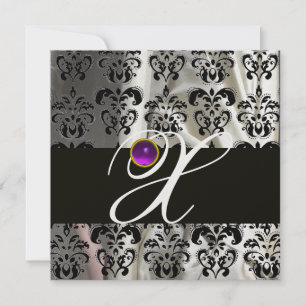 SVART IS SILKE DAMAST MONOGRAM LILA AMETYST INBJUDNINGAR