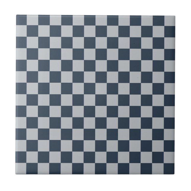Svart ischeckerad brädmönster kakelplatta (Framsidan)
