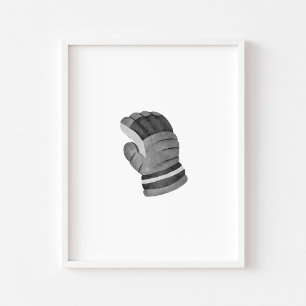 Svart ishockeyhandskar, väggkonst