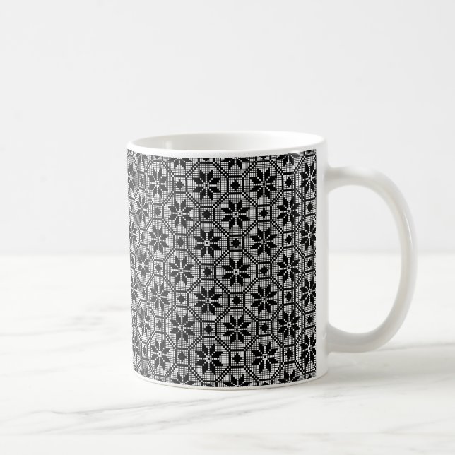 Svart isolerad väv av snöre-kor-stygn struktur kaffemugg (Höger)