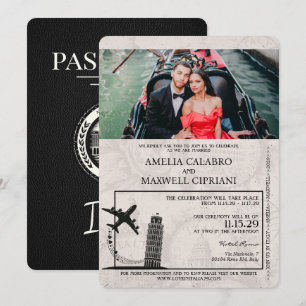 Svart Italien Passport-inbjudan Inbjudningar