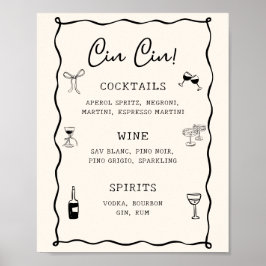 Svart Italiensk Bröllopsfest Cin Cin Bar Poster