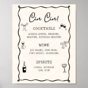 Svart Italiensk Bröllopsfest Cin Cin Bar Poster