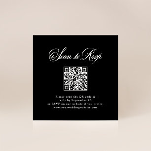 Svart italiensk elegans RSVP med QR-kod Tilläggskort