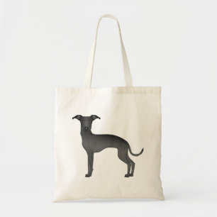 Svart italiensk mops tecknad hundillustration tygkasse