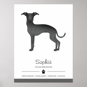Svart italiensk mynde söt hund med anpassad text poster