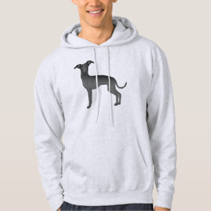 Svart italiensk mynde söt tecknad hund hoodie