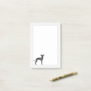 Svart italiensk mynde söt tecknad hund med tassarn post-it block