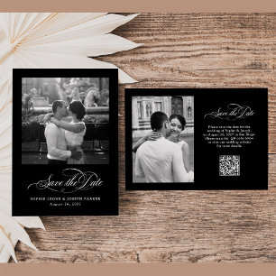 Svart Italienska Elegance Two Photo QR-kod Spara Datumet