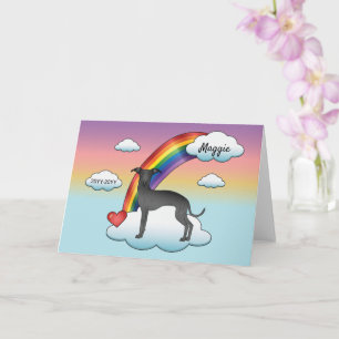 Svart italienskt Greyhound Cute Hund Rainbow Memor Kort