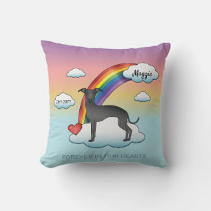 Svart italienskt Greyhound Cute Hund Rainbow Memor Kudde