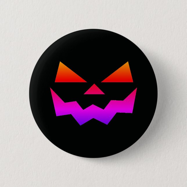 Svart Jack-o-lantern pumpa ansikte Ombre Färger  Knapp (Framsida)