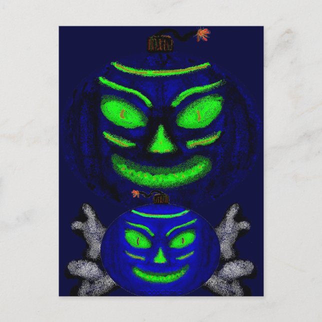 Svart Jack-o-lanternkort Vykort (Framsida)