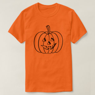 Svart jack o lanternpumpa skisserar på orangen t shirt