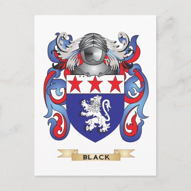 Svart Jacka av Arm (Family Crest) Vykort (Framsida)