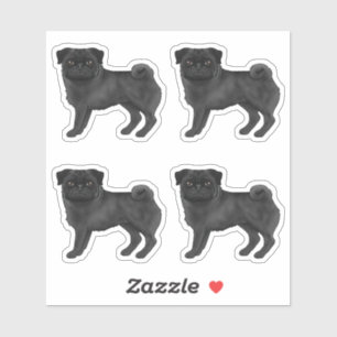 Svart Jacka Färg Pug Mops Cute Hund Illustrations Klistermärken