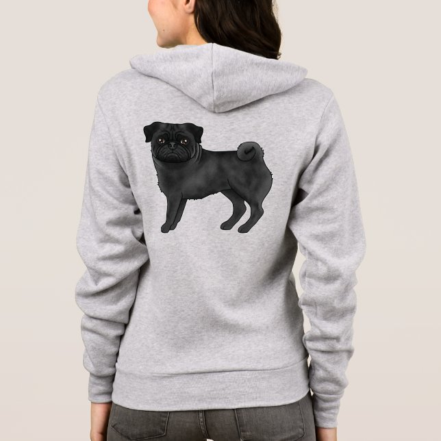 Svart Jacka Färg Pug Mops Hund aveln Illustration T Shirt (Baksida)