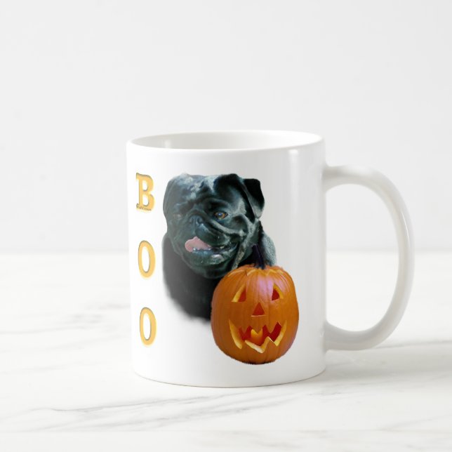 Svart Jackat Pug Boo Kaffemugg (Höger)