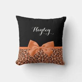 Svart Jaguar Cute Ribbon med Namn Kudde