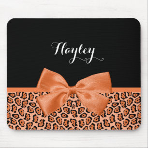Svart Jaguar Cute Ribbon med Namn, Orange Musmatta