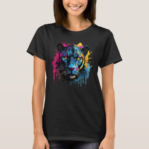 Svart Jaguar Vilda Djur Stora Katt Älskare Färggla T Shirt