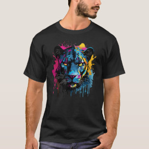 Svart Jaguar Vilda Djur Stora Katt Älskare Färggla T Shirt