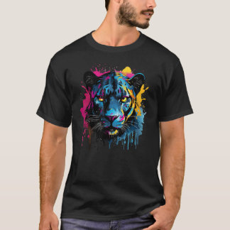 Svart Jaguar Vilda Djur Stora Katt Älskare Färggla T Shirt
