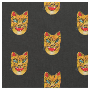 Svart Jaguar Watercolor Tyg