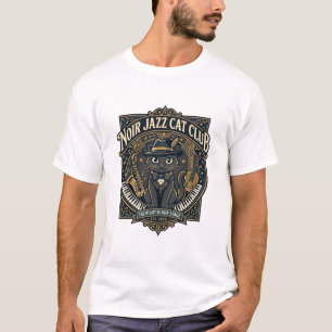 Svart Jazz Katt Kattpappa Presentidé - Svart Jazz T Shirt