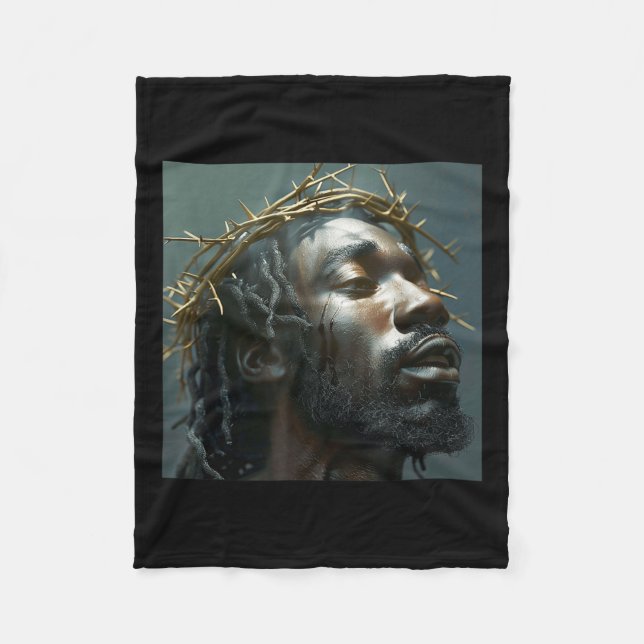 Svart Jesus, kristendomen, kyrkan, Kristus, Jesus  Fleecefilt (Framsidan)