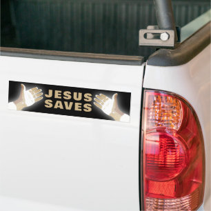svart JESUS SAVES Bildekal