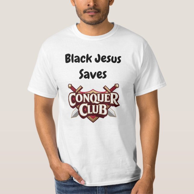 Svart jesus sparar erövrande klubb t shirt (Framsida)