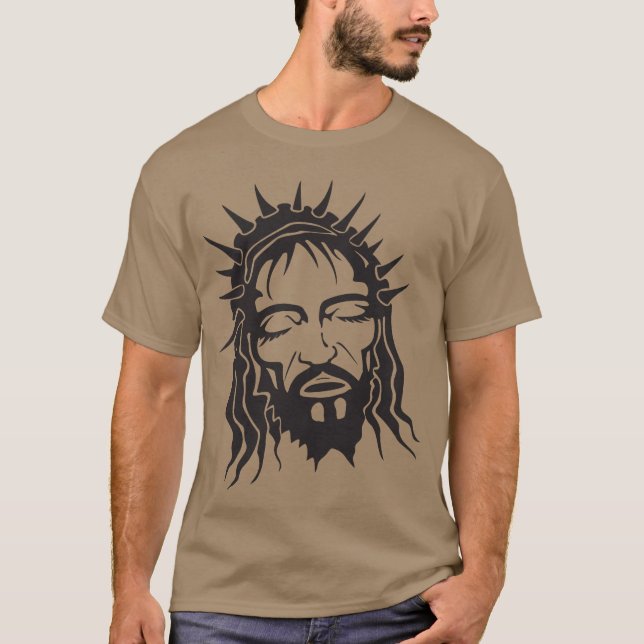 Svart Jesus tshirt T Shirt (Framsida)