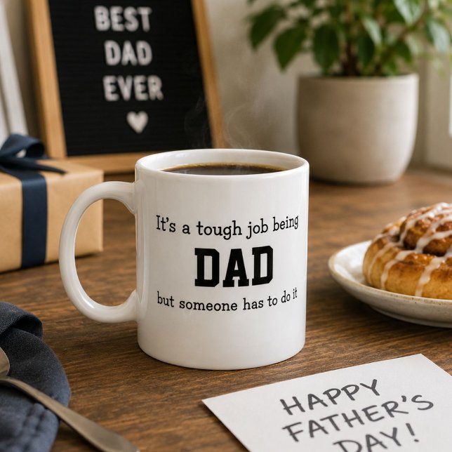 Svårt jobb att vara pappa rolig fadersdagspresent  kaffemugg (Skapare uppladdad)
