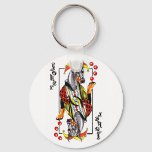 Svart Joker för Doberman Nyckelring