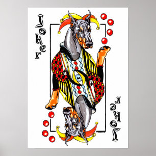 Svart Joker för Doberman Poster