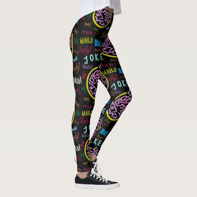 Svart Jokerdamasker för Mah Jongg Leggings (Höger)