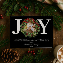 Svart Joy-julkransfoto Julkort