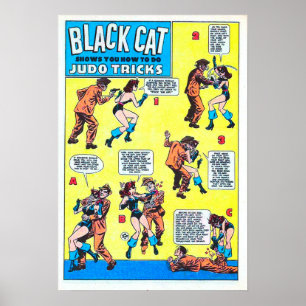 Svart Judo-trikåer av katt Poster