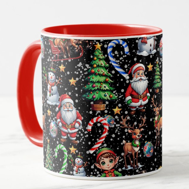 Svart Jul Dekorativt Mönster Mugg (Skapare uppladdad)