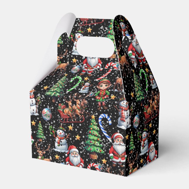 Svart Jul Dekorativt Mönster Presentaskar (Framsidan Sidan)