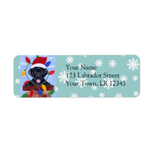 Svart jul för Labrador Retriever Returadress Etikett
